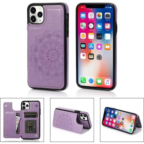 Leather Wallet Case For iPhone 6 6S 7 8 Plus 11 Pro Max 12 Mini 12 Pro Max SE 2020 X XR XS Max With Double Buckle Case Cover