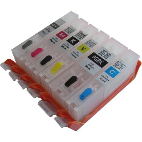 5set PGI-550BK CLI-551 refillable ink cartridges with permanent chips For CANON PIXMA MG6350 MG7150 MG7550 IP8750 printer