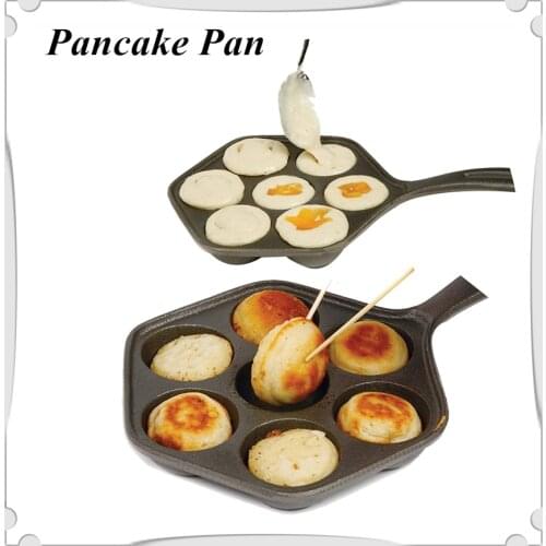 Cast Iron Stuffed Nonstick StuffedPancake Pan,Munk/Aebleskiver,House Cast Iron Griddle for Various Spherical Food