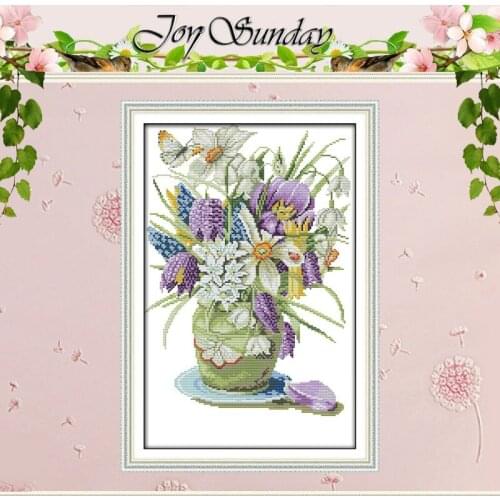 Flowers in a Vase Counted Cross Stitch 11CT 14CT Cross Stitch Sets Wholesale Chinese Cross-stitch Kits Embroidery Needlework