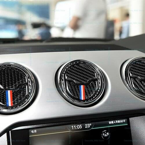 For Ford Mustang 2015 2016 2017 2018 2019 Of 9pcs/Set Carbon Fiber Black Car Dashboard Console Air Vent Outlet Cover Trim Fit