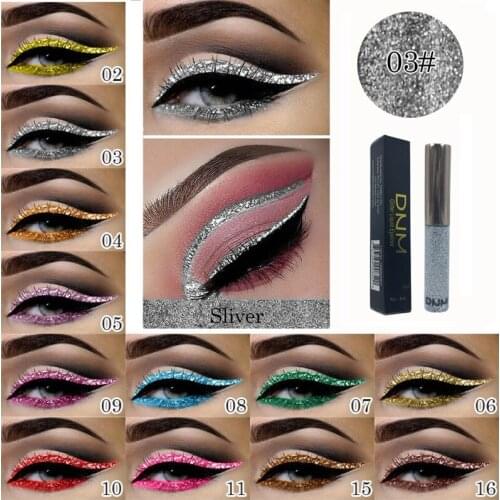 DNM 16 Color Liquid Glitter Eyeliner Waterproof Durable Makeup Eyeliner Golden Silver White Eyeliner Pearlescent Eye Liner TSLM1