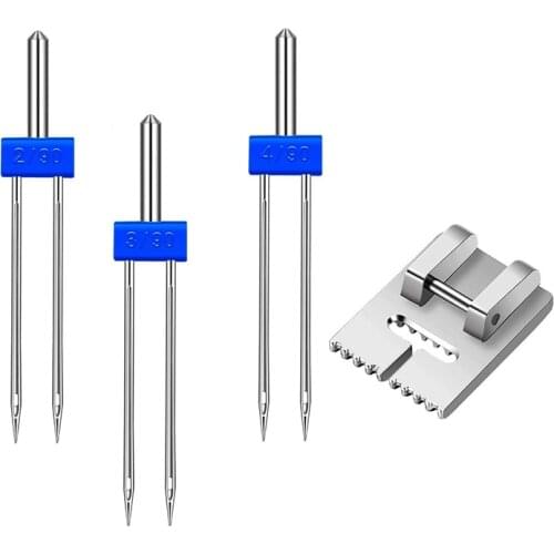 Double needle 2/3/4MM mm double needle plus applicable presser foot 9 groove thickness Tucker presser foot combination bag