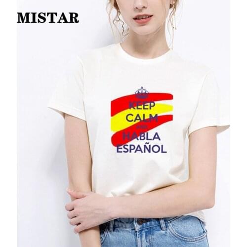 Spain National Day Printed T Shirt Women Spanish Flag Letter Women t shirts Short Sleeve Fashion Casual White Tops Tee Female
