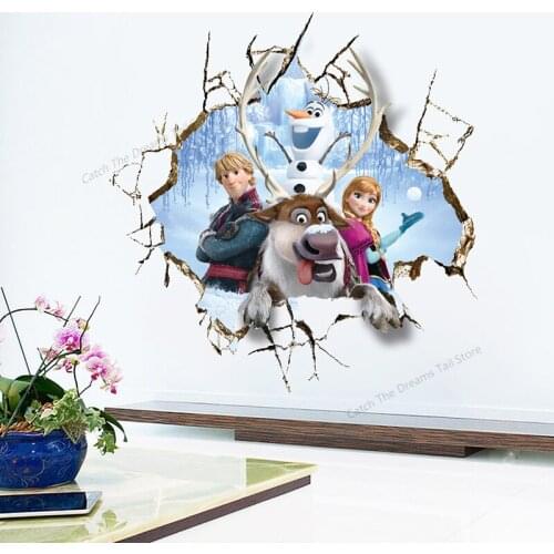 Frozen New Wall Sticker 3D Three-dimensional Decorative Disney Painting Home Decorations Party Background Wall