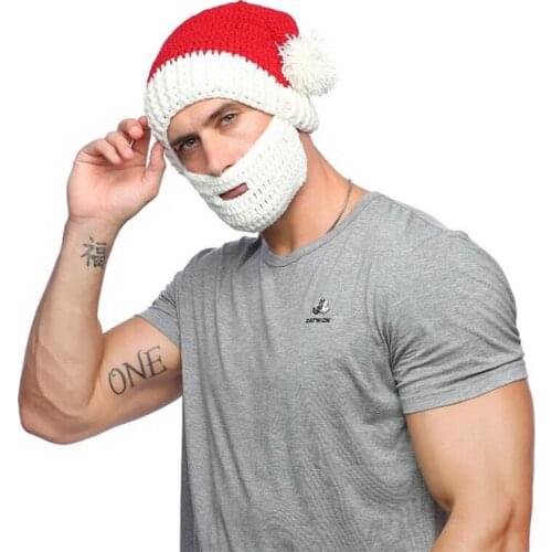 IANLAN Unisex Halloween/Christmas Funny Santa Claus Hats Winter Casual Caps Beard Style Mask Beanies for Men Women IL00197