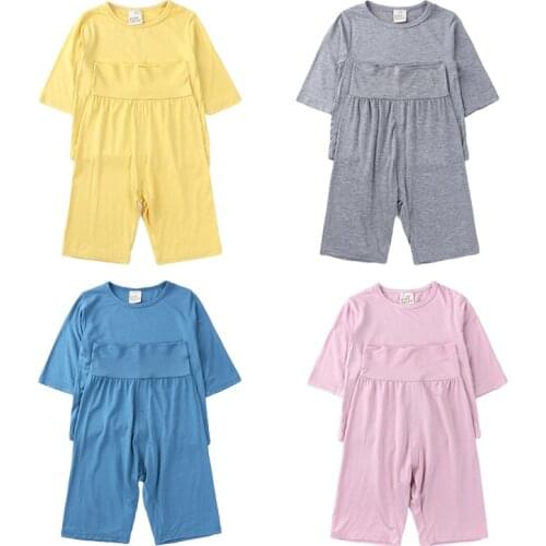 Child Sleepwear Set Baby Boys Girl Pajama Spring Autumn Solid Color Half Sleeve Top + Pant 2-Piece Suit Clothing Sets For Kids