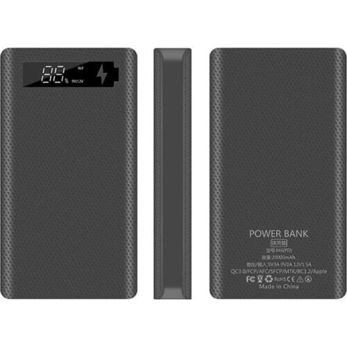 QC3.0 PD LCD Display DIY 6x18650 Battery Case Power Bank Shell Quick Charge Box X6HB