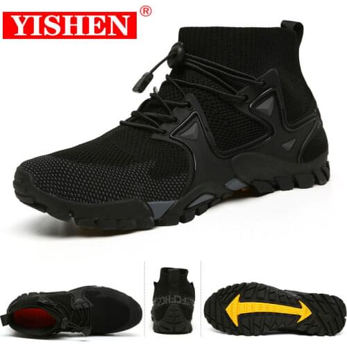 YISHEN Men Sneakers Water Shoes Mesh Breathable Hiking Shoes Trail Trekking Quick Drying Swim Beach Aqua Sports Male Shoes
