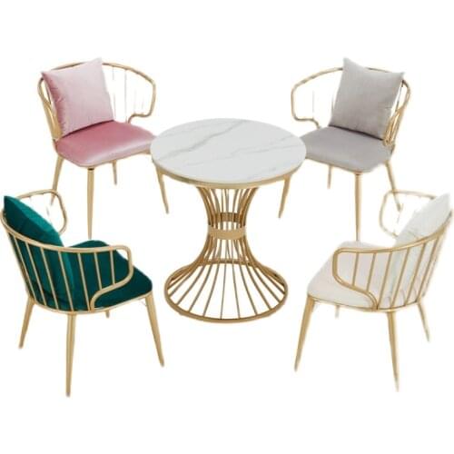 Light luxury living room family coffee shop guest table marble leisure table and chair rock plate tea table small family