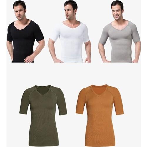 Mens Slimming Body Shapewear Corset Shirt Seamless Underwear Waist Trainer Fitness Suit Tummy Belly Workout Short Sleeve