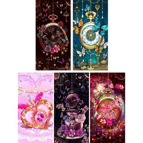 5D DIY Special Shaped Diamond Painting Clock Flower Butterfly Mosaic Kit Rhinestone Drawing Picture Set Home Decoration Craft