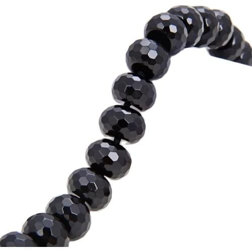 GG Jewelry 18" Natural 13x18MM Black Abacus shape Rondelle Faceted Onyx Gems Stone Necklace