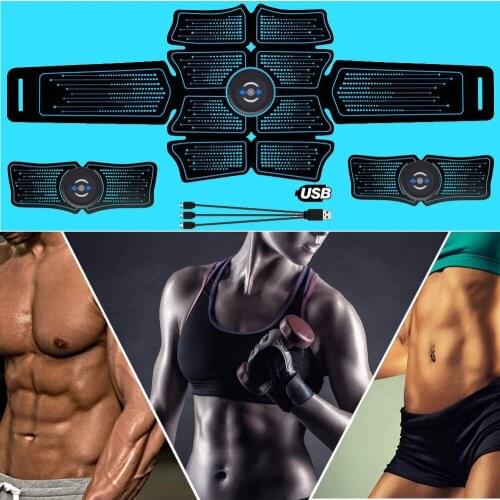 Operate USB Charging Home Belt Massage Muscle Abdominal Stimulator Toner Fitness Effective Trainer Fat Burning Body Gym Tools
