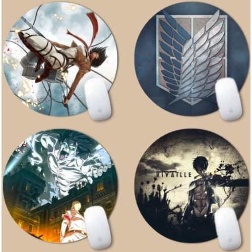 Anime Attack on Titan Rubber PC Computer Gaming mousepad Round Non-slip Cushion