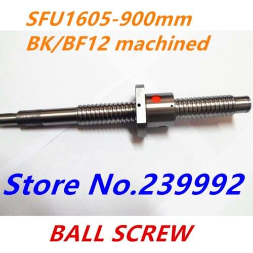 SFU1605 900mm Ball screw RM1605 L900mm Ballscrews+ Ball nut for CNC parts XYZ with BK/BF12 end machined