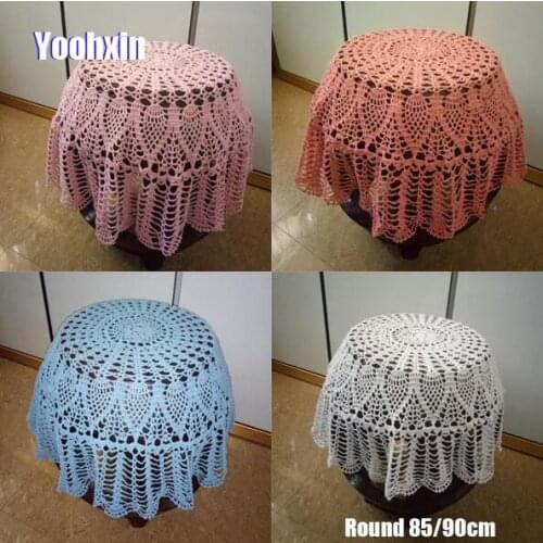 85/90cm Modern Handmade crochet white table cloth cover dining lace cotton round coffee tea tablecloth Christmas wedding decor