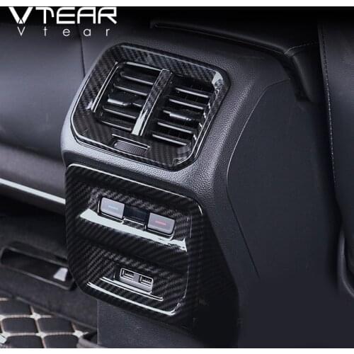 Vtear For VW Tiguan 2020 2019 Rear Armrest Air Outlet Trim Panel Cover Auto Car Interior Modification Accessories Carbon Fiber