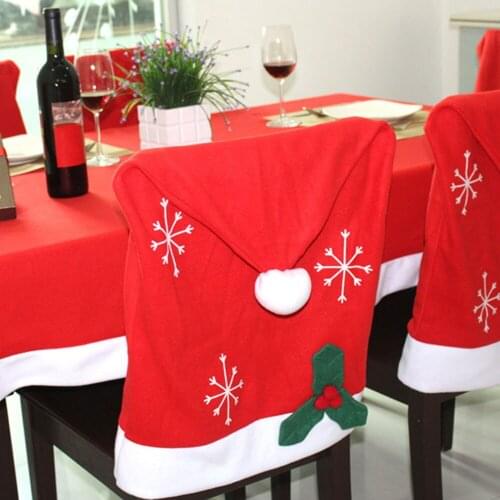 High Quality Flannel christmas chair cover santa claus decoration Xmas New Year Christmas Hat Home Party decor washable natale