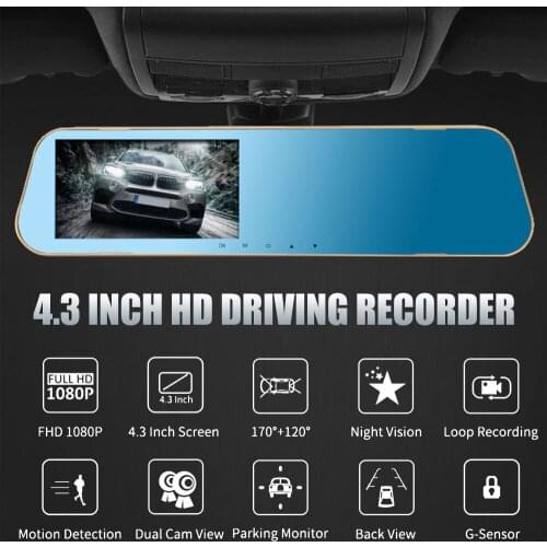 Rearview Mirror Car Driving Recorder 1080P Full HD LED Night Vision Car DVR Registrar Motion Detection Dash Cam Auto Camera