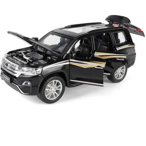 1/32 Scale Toyota Land Cruiser Simulation Zinc Alloy Die-casting Model Sound And Light Pull Back Toy Car Childrens Toys