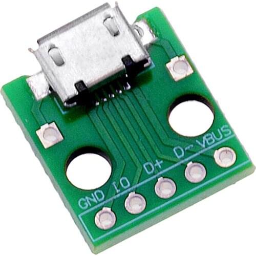 10PCS MICRO USB To DIP Adapter 5pin Female Connector B Type PCB Converter Breadboard Switch Board SMT Mother Seat