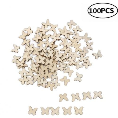 100pcs Unfinished Wood Cutout Butterfly Shaped Wood Pieces for Wooden Craft DIY Projects, Gift Tags, Home Decoration