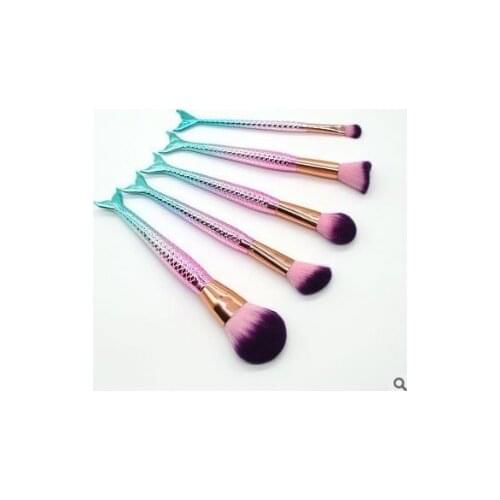 20set/lot 5pcs/set Multi Gradient Blue Powder Brush Forked Fishtail Brush Traceless Make-up Appliances Cosmetic Tools HA511