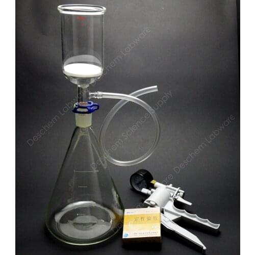 2000ml,Suction Filtration Kit,350ml 70mm Buchner Funnel,2L Flask & Vacuum Pump