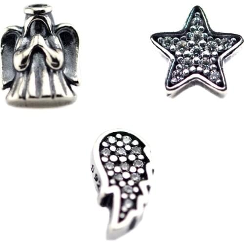 3pcs Parts for Floating Locket Pendant and Necklace 100% 925 Sterling Silver Fine Jewelry Free Shipping