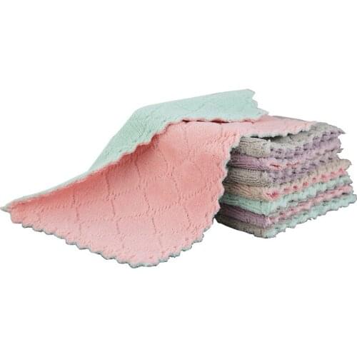 5PCS Microfiber Absorbent Kitchen Dish Cloth Towel,Non-stick Oil Washing Cloth Rag,Household Tableware Cleaning Wiping Tools