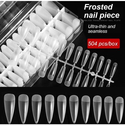 504Pcs Nail Art Trapezoidal Water Drop Almond Scrub Full Paste Half Paste Extended Nail Quick Building Mold Tips Nail Extension
