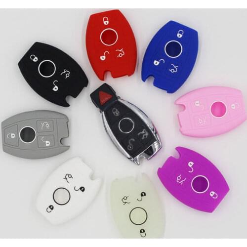BBQ@FUKA 8 Colors Silicone Shell Car Smart Remote Key Cover Case Bag Holder Fit For Benz E/R/C/GL/SLK Class 3/4 Button