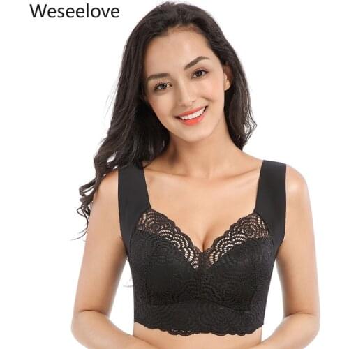 Weseelove Push Up Women Female Bras Without Rims Iace Underwear Black Soutien Gorge Gathered Light and Breathable Bra X09-1