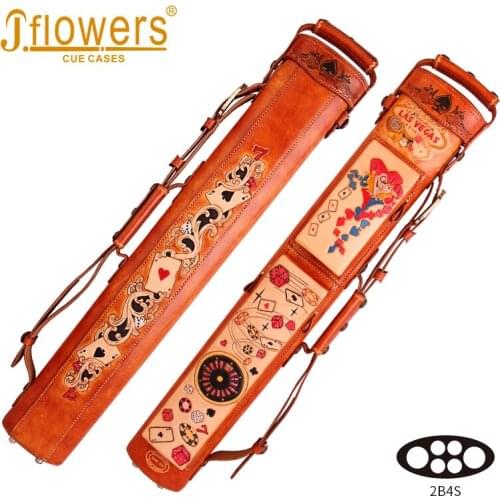 JF6 Billiard Case 6 Holes 2B4S Genuine Leather Case Top and Side Handle 85*10*13cm Oval Embroidery Bag Billiard Accessories