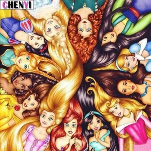 CHENYI Diy Diamond Painting Accessories Princess Girl Diamond Embroidery Full Square 3D Mosaic Diamonds Cross Stitch Home Decor