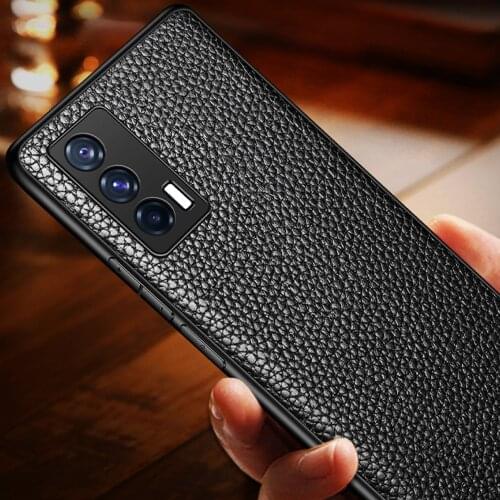 Business Leather Thin Back Case For vivo iQOO Neo 5 Neo5 pebbled pattern Para Cover