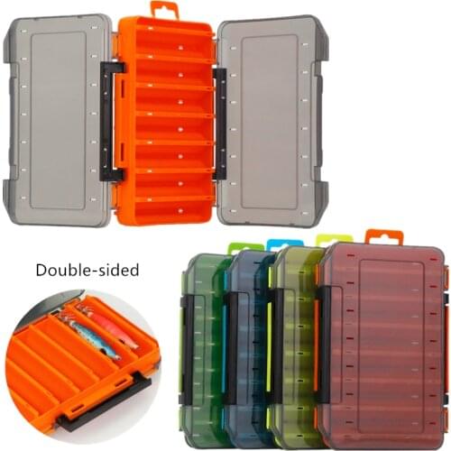 Double-Sided Fishing Tackle 14 Grid Lure Bait Accessories Storage Box Portable Shrimp Case Tackle Container