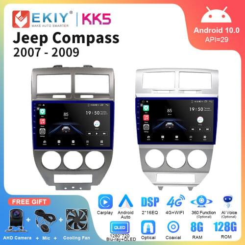 EKIY 8 Core Android 10 Car Multimedia Player For Jeep Compass 2007 2008 2009 Auto Radio Stereo GPS Navigation Carplay Head Unit