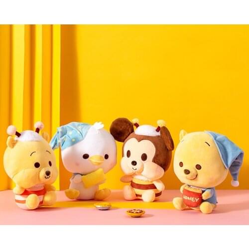 Pooh Bear Pajama-Party Series Stuffed Plush Toys Soft Cute Winnie the Pooh Mickey Mouse Plush Dolls Lovely Gifts for Kids