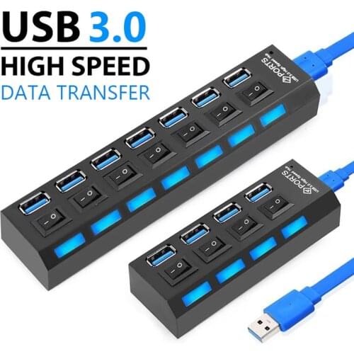 USB 3.0 Hub 5Gbps High Speed Multi USB Splitter 3 Hab Use Power Adapter 4/7 Port Multiple Expander Hub With Switch For PC Laptop