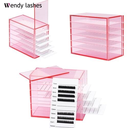 5 Layers Lash Boxes Transparent Eyelash Extension Storage Box Organizer Acrylic Lash Pallet Holder Case Grafting Eyelash Display
