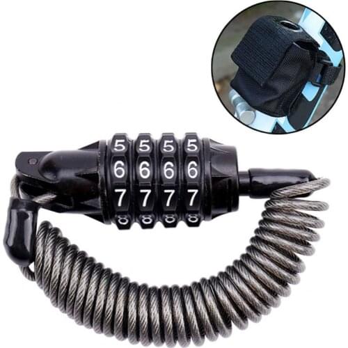 Mini Portable Spring Anti-theft Bicycle Code Lock 4 Digits Combination Password Bike Lock Spring Disc Cable Wire Security Lock