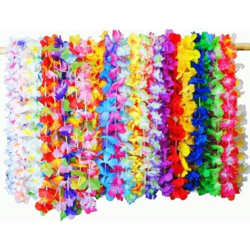 Fashion Hot Party Supplies Silk Hawaiian Flower Lei Garland Hawaii Wreath Cheerleading Products Hawaii Necklace 36 colors SN1393