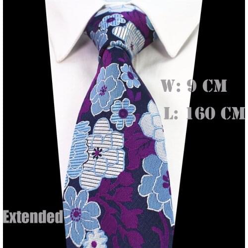 Ricnais New 63" Extra Long Size Tie For Men 160cm*9cm Necktie Floral Paisley Big Size Man Silk Neck Tie Suit Wedding Party