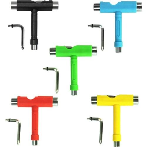 Skateboard Screwdriver Longboard T Shape Skateboard Tool Allen Key Multi-Function Universal Black Useful Assembly Hand Tools
