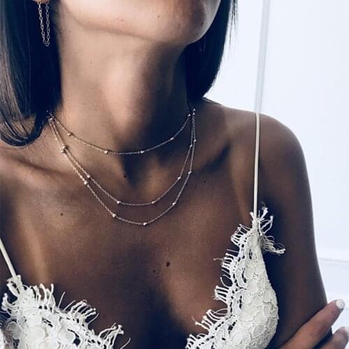 Fashion Jewelry Cute Metal Bead Simple Choker Necklace Statement Chain Boho Pendants Necklaces Bijoux Female Gift