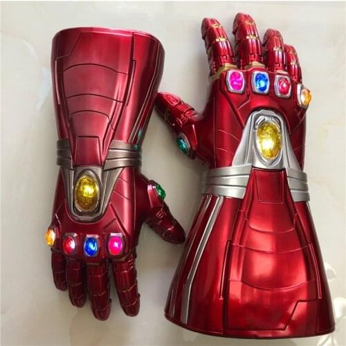 1: 1 LED Light 4 Stone Cosplay Gloves Tony Stark Superhero Cosplay Props PVC Kid Gift