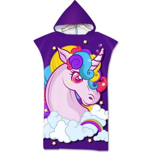 Unicorn Cape Hooded Bath Towel for Adults Quick-Dry Unicorn Pink Robe Poncho for Swimming Beach Surf Woman Bathrobe Beachwear