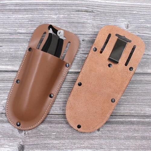 Professional garden pruning shear pouch Gardening Pruner Shears Sheath Premium PU Leather Protective Case Cover Brown